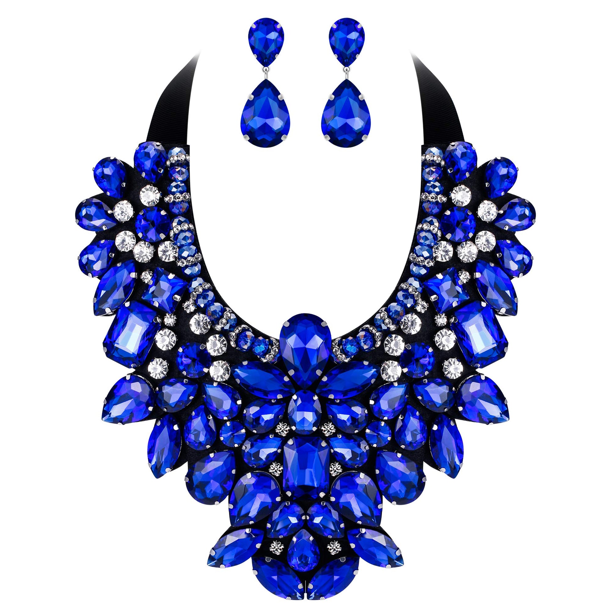 Flyonce Costume Jewelry for Women, 9 Colors Rhinestone Crystal Statement Necklace Earrings Set - A&S All things Glam Boutique