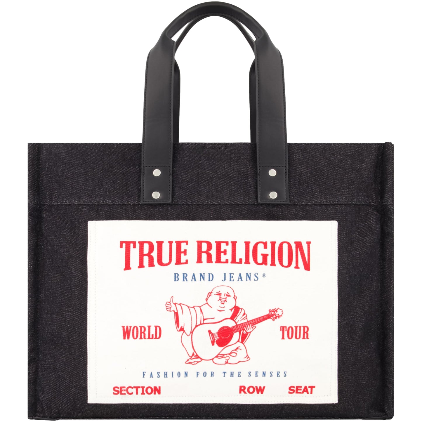 True Religion Large Tote Bag, Canvas Travel Carryall Shoulder Handbag