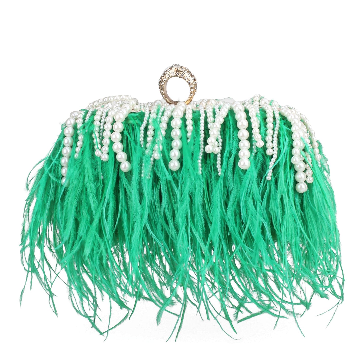 Feather Evening Clutch Vintage Banquet Handbag