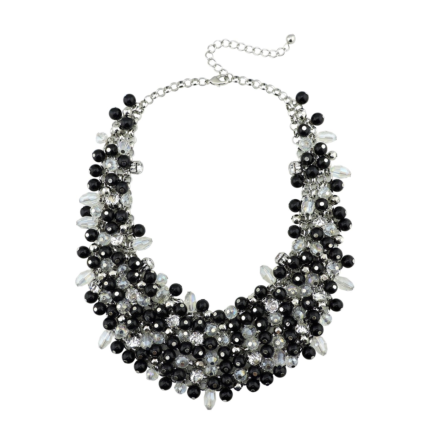 Bocar Fashion Crystal Chunky Collar Statement Necklace Earring Set for Women Gift