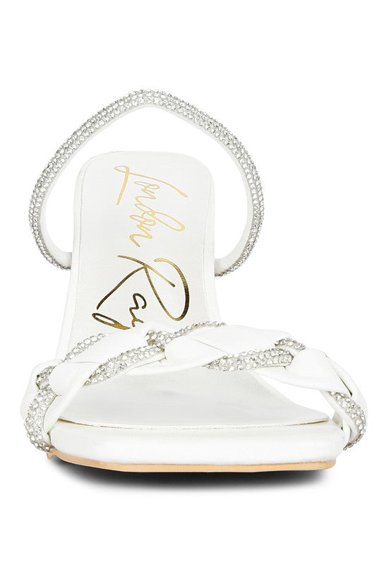 Big Plan Diamante Detail Mid Heel Sandals - A&S All things Glam Boutique