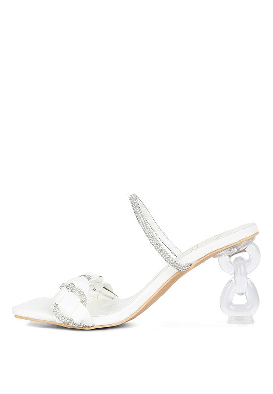 Big Plan Diamante Detail Mid Heel Sandals - A&S All things Glam Boutique