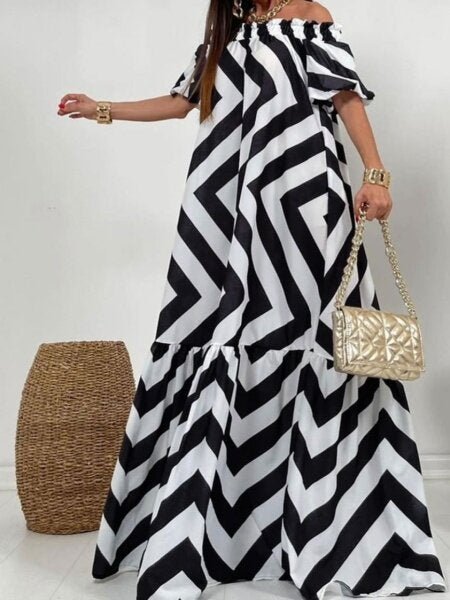 Sexy Loose One-Shoulder Printed Dress HCASYLKWFK A&S All things Glam Boutique