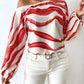 Off-Shoulder Striped Printed Top