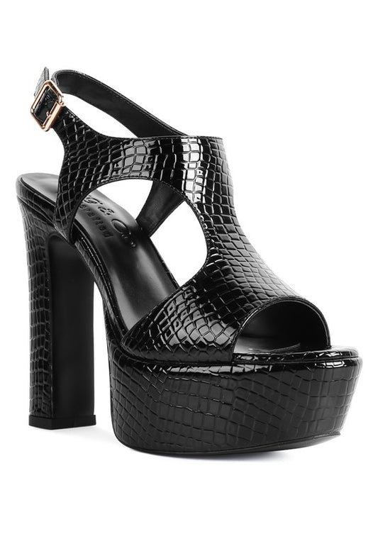 CROFT Croc High Heeled Cut Out Sandals - A&S All things Glam Boutique