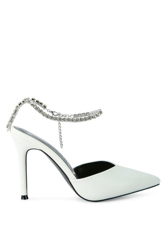 Joyce High Heeled Rhinestone Mule Sandals - A&S All things Glam Boutique