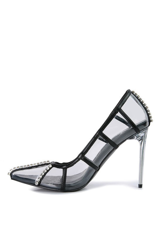 Diamante Clear High Heel Cage Pumps - A&S All things Glam Boutique