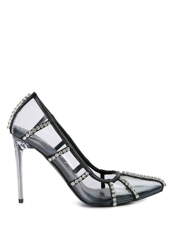 Diamante Clear High Heel Cage Pumps - A&S All things Glam Boutique