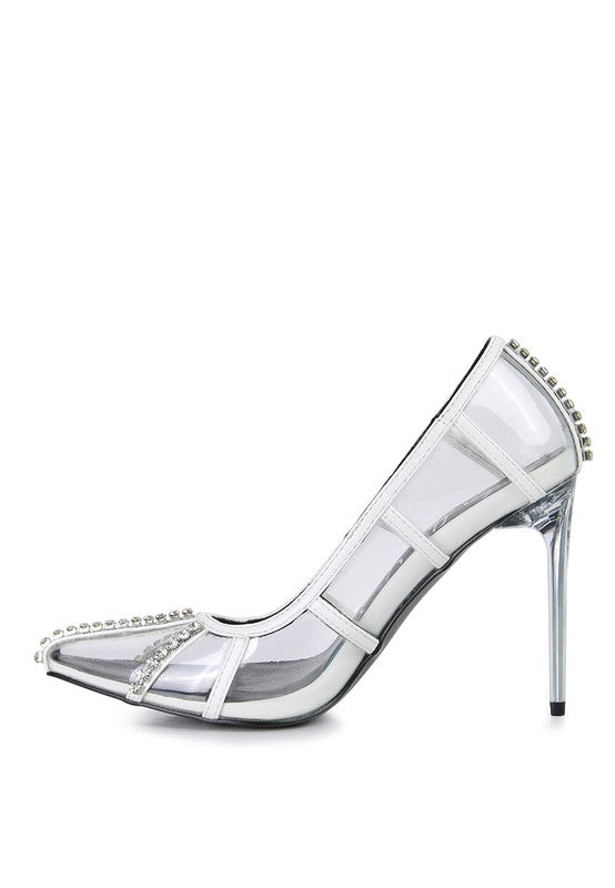 Diamante Clear High Heel Cage Pumps - A&S All things Glam Boutique