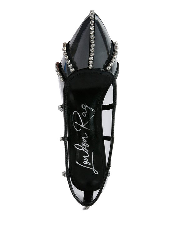 Diamante Clear High Heel Cage Pumps - A&S All things Glam Boutique