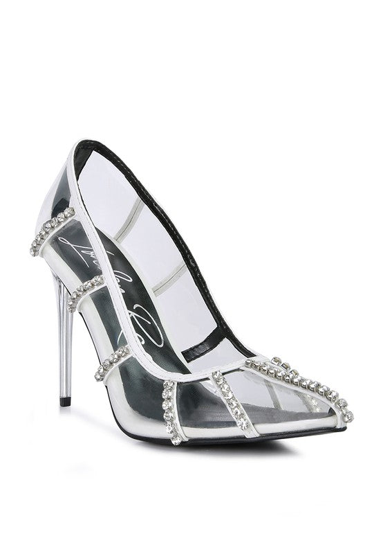 Diamante Clear High Heel Cage Pumps - A&S All things Glam Boutique