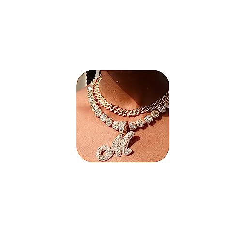 Cuban Link Chain for Women Cursive Initial Necklace - A&S All things Glam Boutique