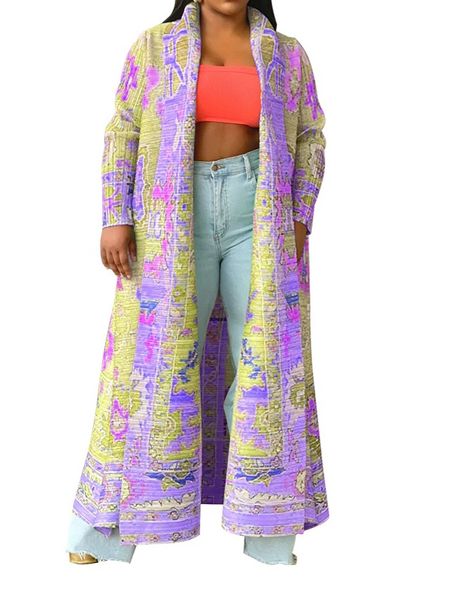 Printed Trench Coat Long Jacket