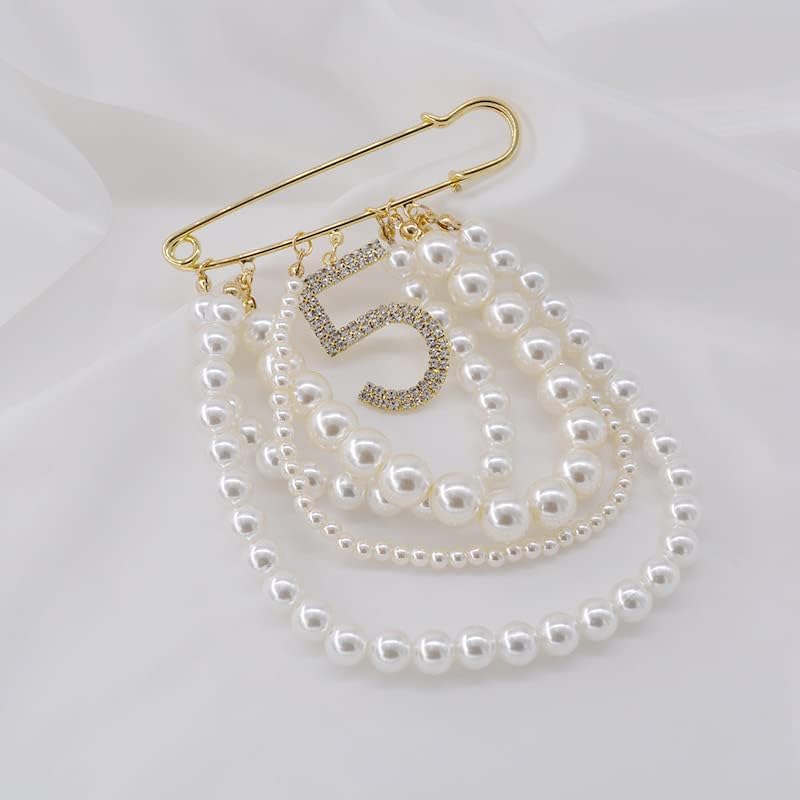 Lapel Pins and Brooches with Lucky Number 5 Dangle,Brooch Pins - A&S All things Glam Boutique