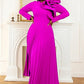 AOMEI Women's Long Sleeve with Asymmetrical Ruffles Pleated A-Line Maxi Dress