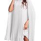 Rooscier Women's Mock Neck Cloak Sleeve Pleated Keyhole Back Flowy Party Midi Dress