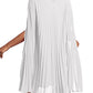 Rooscier Women's Mock Neck Cloak Sleeve Pleated Keyhole Back Flowy Party Midi Dress