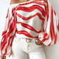 Off-Shoulder Striped Printed Top