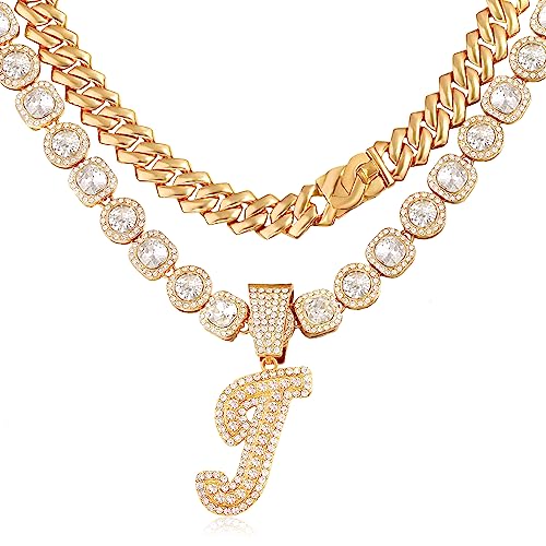 Cuban Link Chain for Women Cursive Initial Necklace - A&S All things Glam Boutique