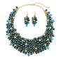 Bocar Fashion Crystal Chunky Collar Statement Necklace Earring Set for Women Gift