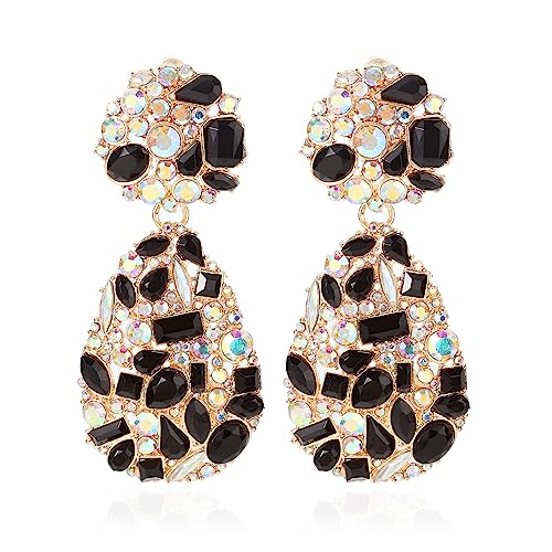 Rhinestone Teardrop Dangle,Trendy Crystal Drop Statement Earrings Chandelier - A&S All things Glam Boutique