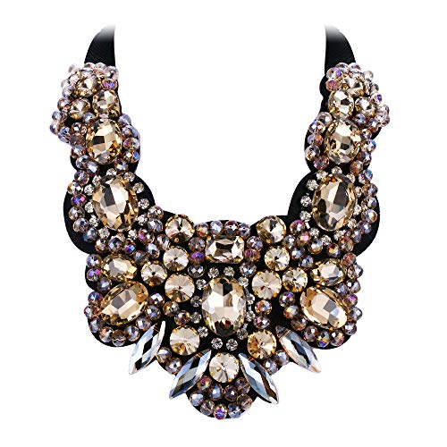 Flyonce Rhinestone Crystal Bib Chunky Collar Statement Necklace - A&S All things Glam Boutique