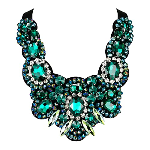 Flyonce Rhinestone Crystal Bib Chunky Collar Statement Necklace - A&S All things Glam Boutique