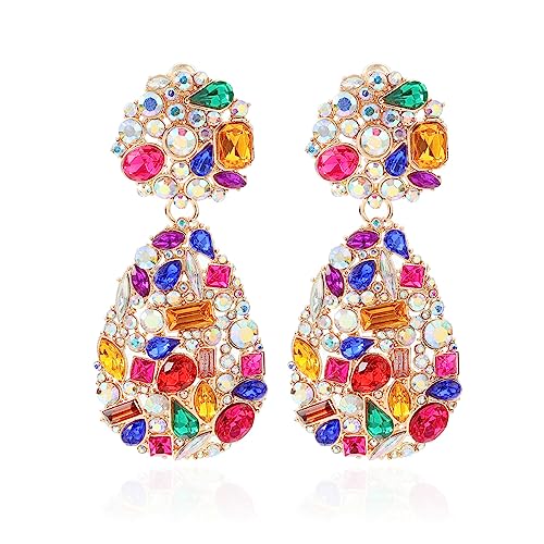 Rhinestone Teardrop Dangle,Trendy Crystal Drop Statement Earrings Chandelier - A&S All things Glam Boutique