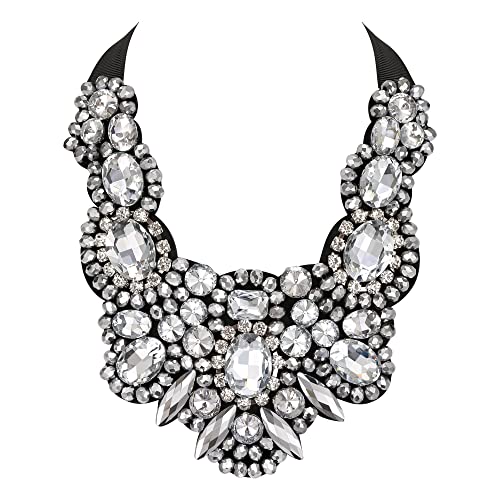 Flyonce Rhinestone Crystal Bib Chunky Collar Statement Necklace - A&S All things Glam Boutique