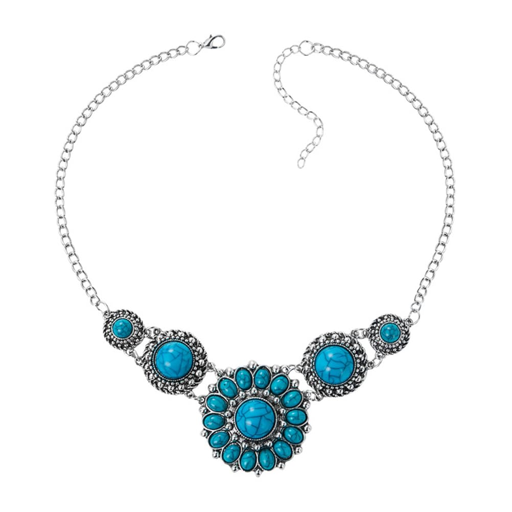 COLORFUL BLING Boho Imitation Turquoise Collar Bib Necklace - A&S All things Glam Boutique