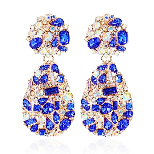 Rhinestone Teardrop Dangle,Trendy Crystal Drop Statement Earrings Chandelier - A&S All things Glam Boutique