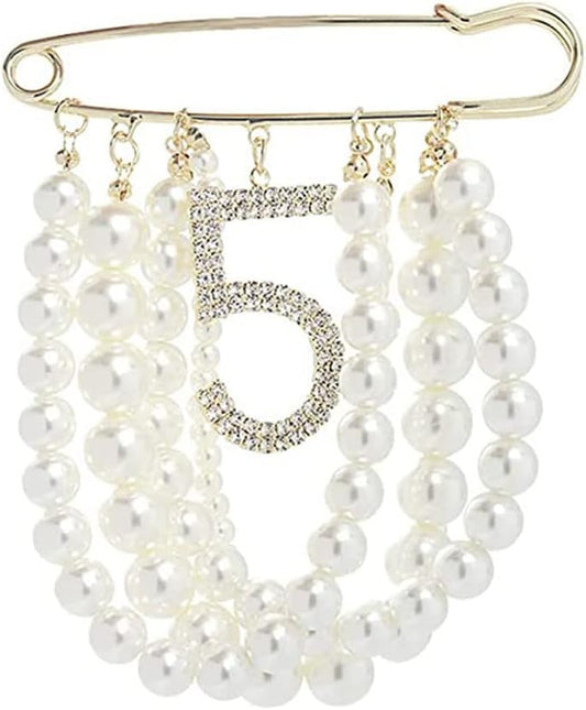 Lapel Pins and Brooches with Lucky Number 5 Dangle,Brooch Pins - A&S All things Glam Boutique