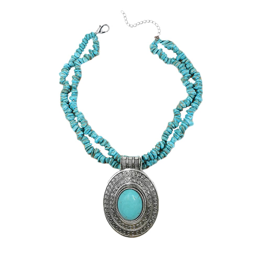 COLORFUL BLING Boho Imitation Turquoise Collar Bib Necklace - A&S All things Glam Boutique