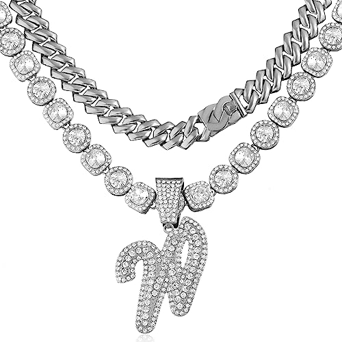 Cuban Link Chain for Women Cursive Initial Necklace - A&S All things Glam Boutique