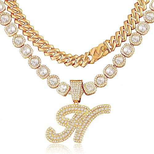 Cuban Link Chain for Women Cursive Initial Necklace - A&S All things Glam Boutique