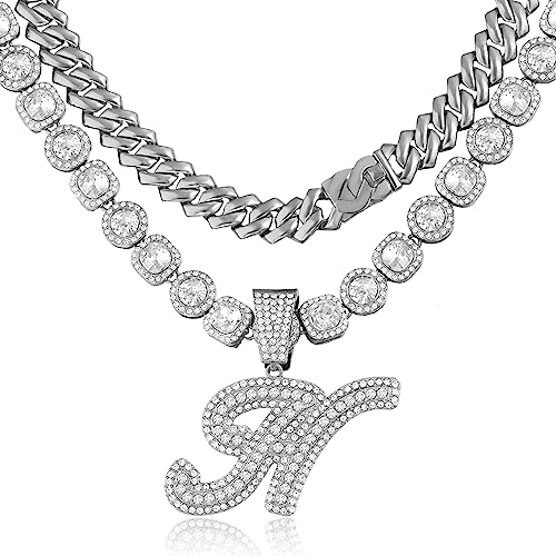 Cuban Link Chain for Women Cursive Initial Necklace - A&S All things Glam Boutique