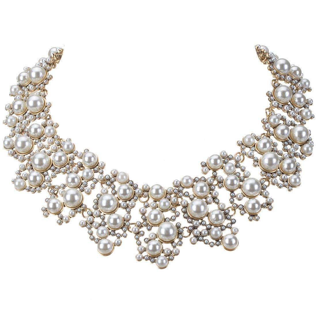 Jerollin Crystal Rhinestone/Pearl Statement Chain Necklace - A&S All things Glam Boutique