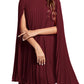 Rooscier Women's Mock Neck Cloak Sleeve Pleated Keyhole Back Flowy Party Midi Dress