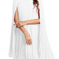 Rooscier Women's Mock Neck Cloak Sleeve Pleated Keyhole Back Flowy Party Midi Dress