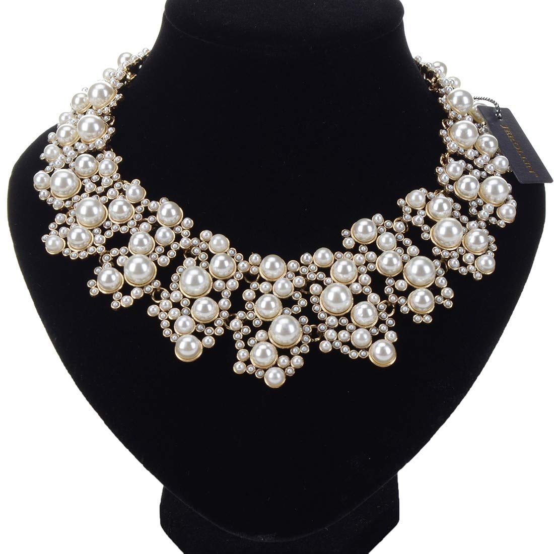 Jerollin Crystal Rhinestone/Pearl Statement Chain Necklace - A&S All things Glam Boutique