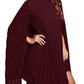 Rooscier Women's Mock Neck Cloak Sleeve Pleated Keyhole Back Flowy Party Midi Dress