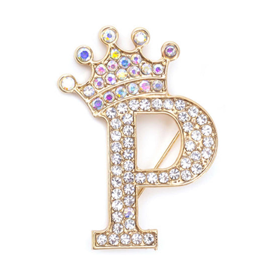 Rhinestone Brooch for Women 24 Letters Pins - A&S All things Glam Boutique