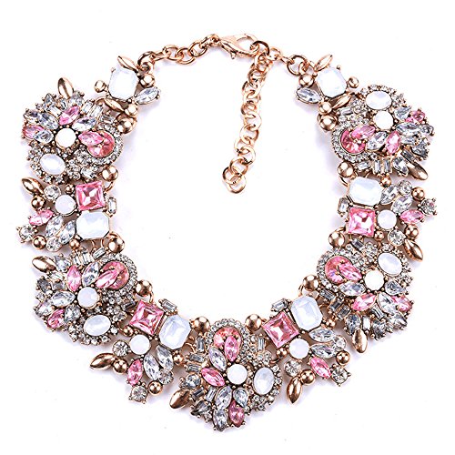 Bib Statement Necklace Colorful Glass Crystal Collar Choker Necklace - A&S All things Glam Boutique