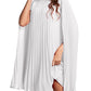 Rooscier Women's Mock Neck Cloak Sleeve Pleated Keyhole Back Flowy Party Midi Dress