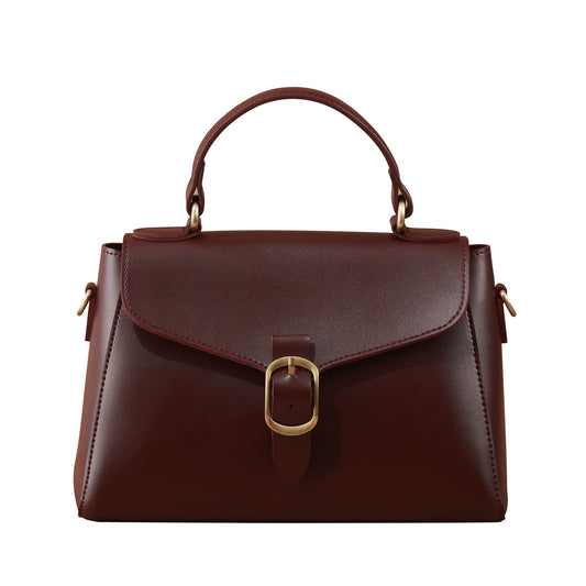 Vintage Vegan Leather Flap Top Handle Bag