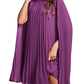 Rooscier Women's Mock Neck Cloak Sleeve Pleated Keyhole Back Flowy Party Midi Dress