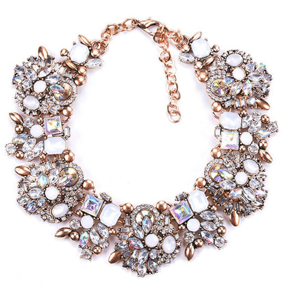 Bib Statement Necklace Colorful Glass Crystal Collar Choker Necklace - A&S All things Glam Boutique