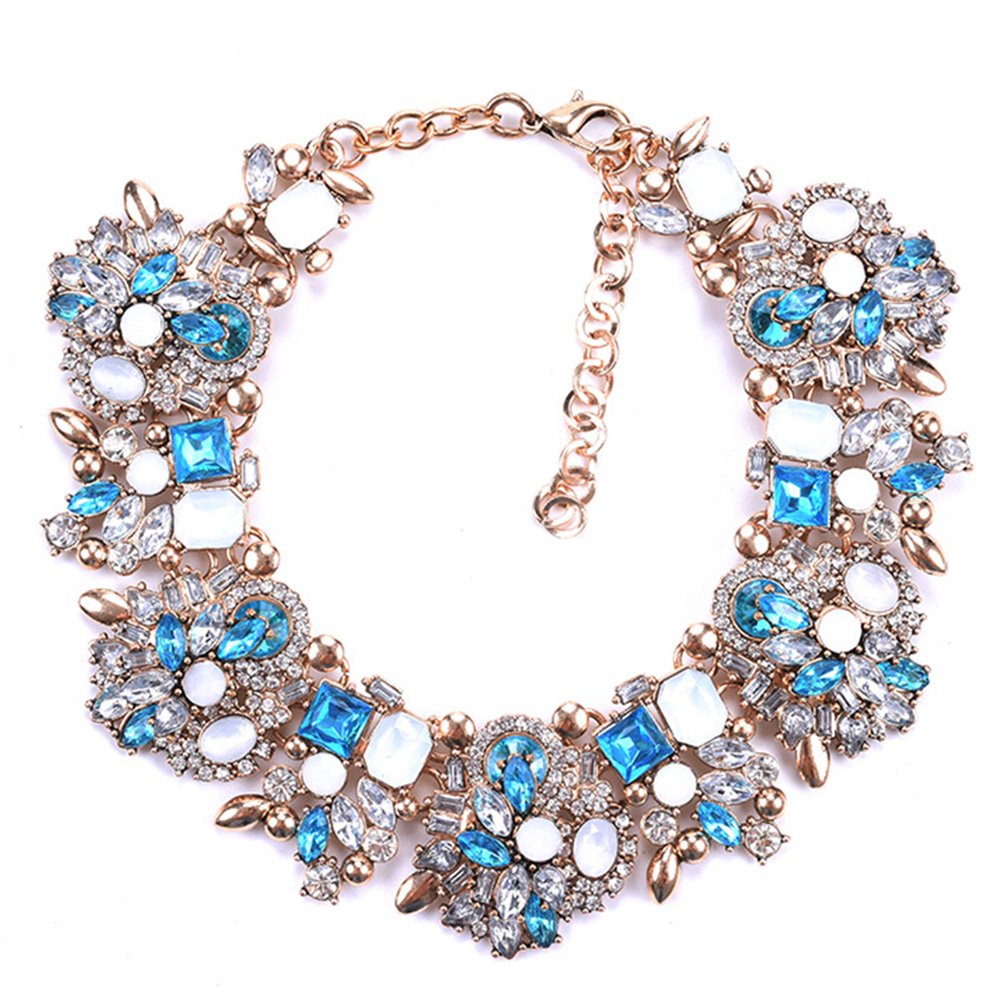 Bib Statement Necklace Colorful Glass Crystal Collar Choker Necklace - A&S All things Glam Boutique