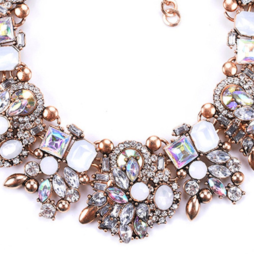 Bib Statement Necklace Colorful Glass Crystal Collar Choker Necklace - A&S All things Glam Boutique