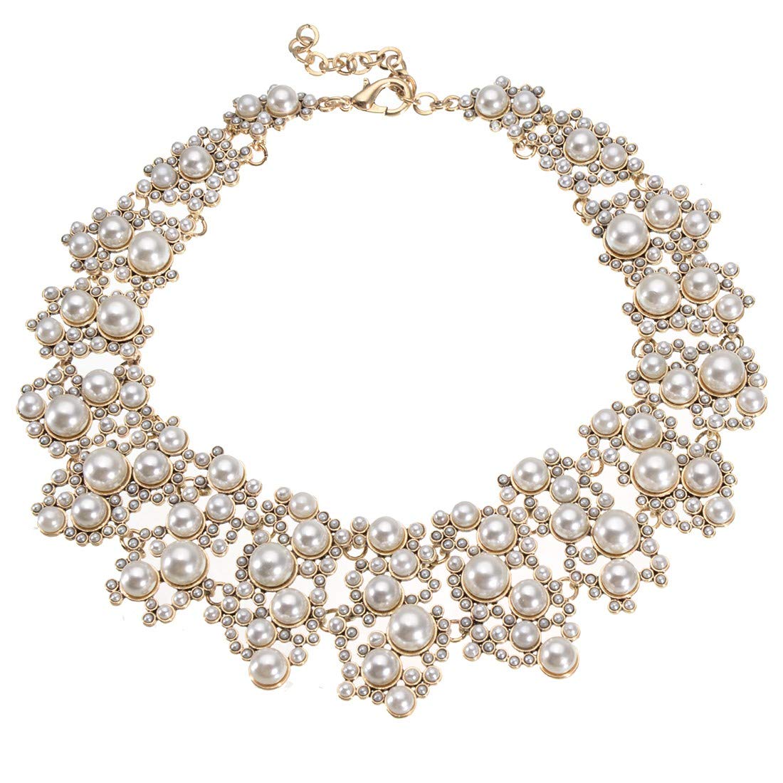 Jerollin Crystal Rhinestone/Pearl Statement Chain Necklace - A&S All things Glam Boutique